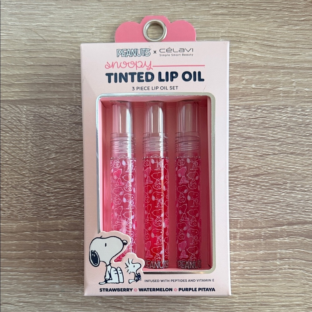 New Peanuts Snoopy Lip Oil Trio - Pink and Purple